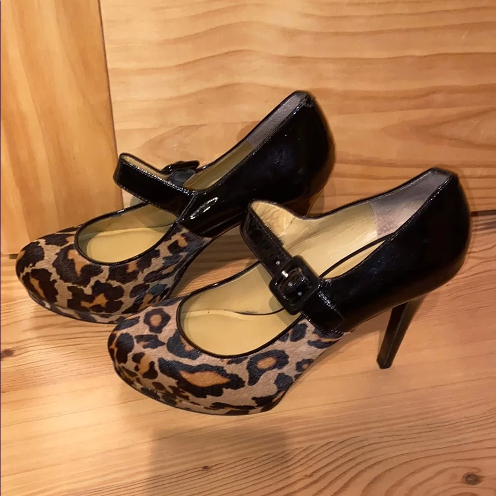Nine West Leopard Print Mary Jane Heels - Picture 1 of 3